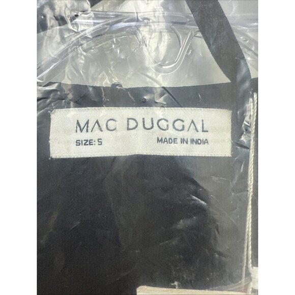 Mac Duggal Size Small 94044 Black Cape Back Fringe Beaded Robe Cocktail Dress - Picture 6 of 8